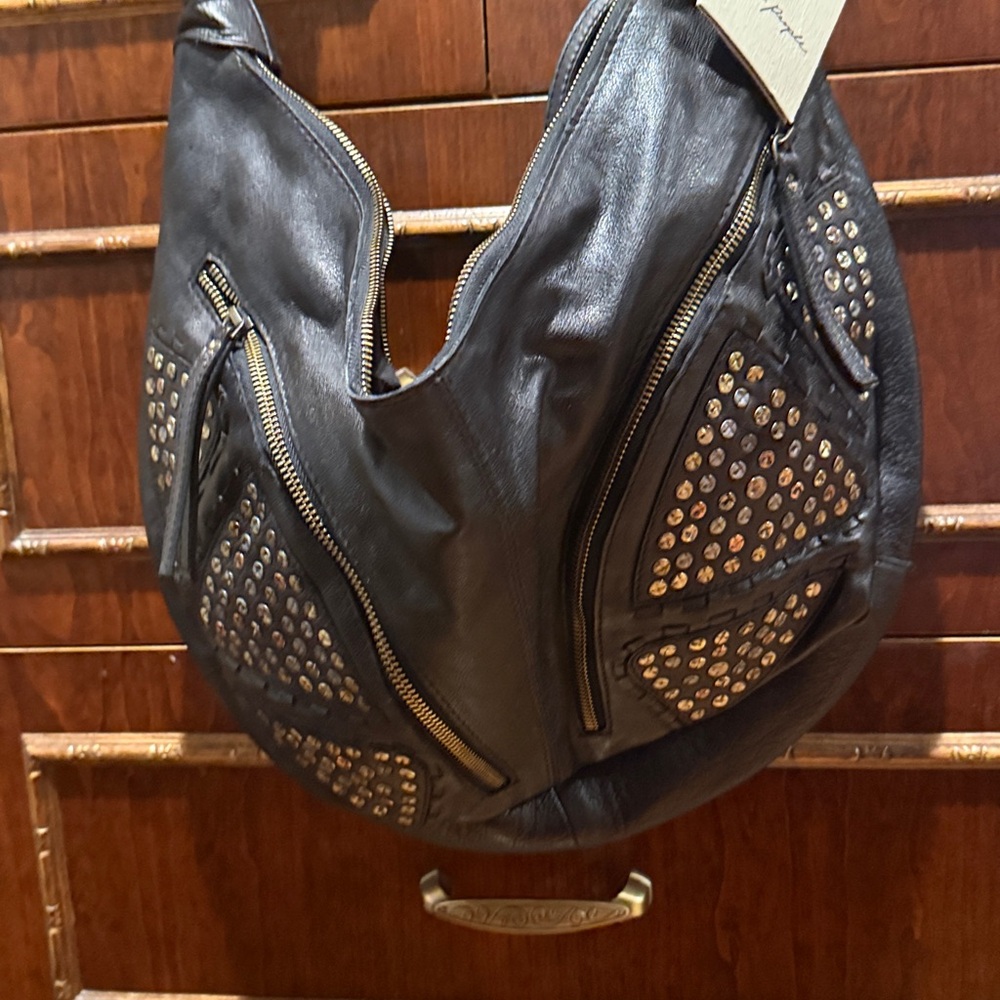 Free people Black Studded Leather Shoulder Bag NWT’s - Picture 12 of 12
